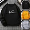 Autumn Winter Ladies Heartbeat Print Sweatshirt Student Pattern Plush Hooded Women Long Sleeve Pullover Hoodie