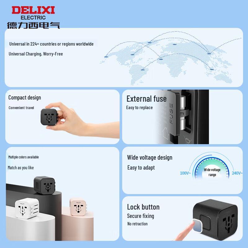 DELIXI ELECTRIC Универсальный адаптер для путешествий с быстрой зарядкой 20 Вт