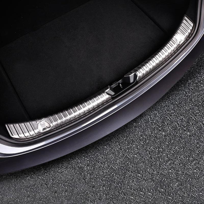 Car Rear Trunk Inner Bumper Guard for Tesla Model 3 + Stainless Steel 1 Pair