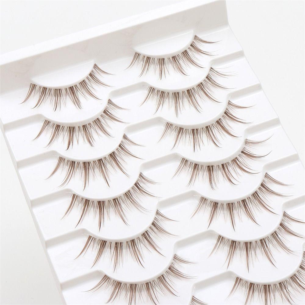 10 Pairs 3D Brown False Eyelashes Japanese Cosplay Faux Mink Lashes Fashion Spiky Lashes for Women