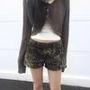 Women’s Y2K Low-Waisted Leopard Print Denim Shorts - Retro A-Line Hot Pants