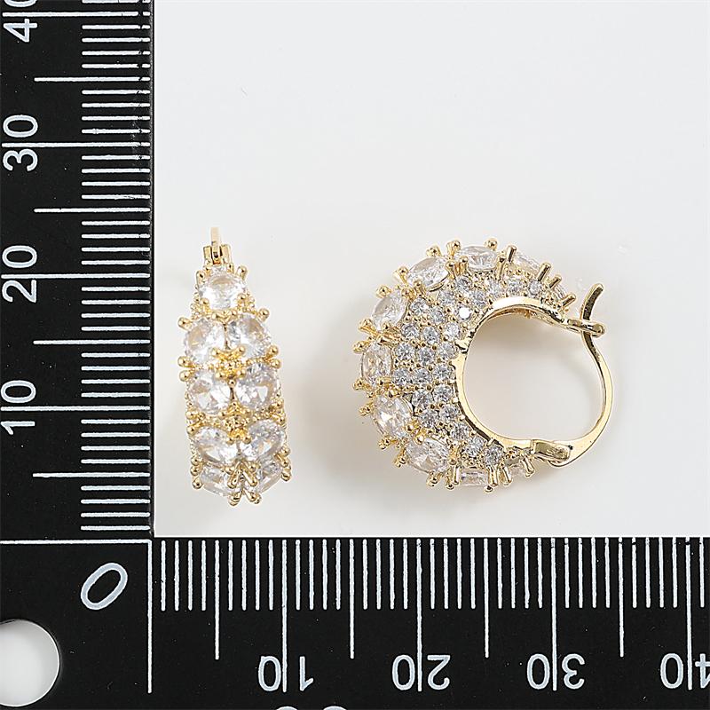ZAKOL Sparkling Micropaved Zirconia Hoop Earrings Fashion Gold Color U-shaped Earring Party Zircon