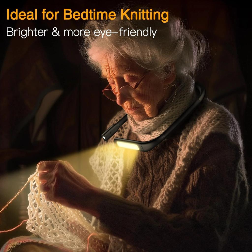 Светильник для чтения на шее, светильник для чтения на кровати, 3 цвета, плавная регулировка яркости