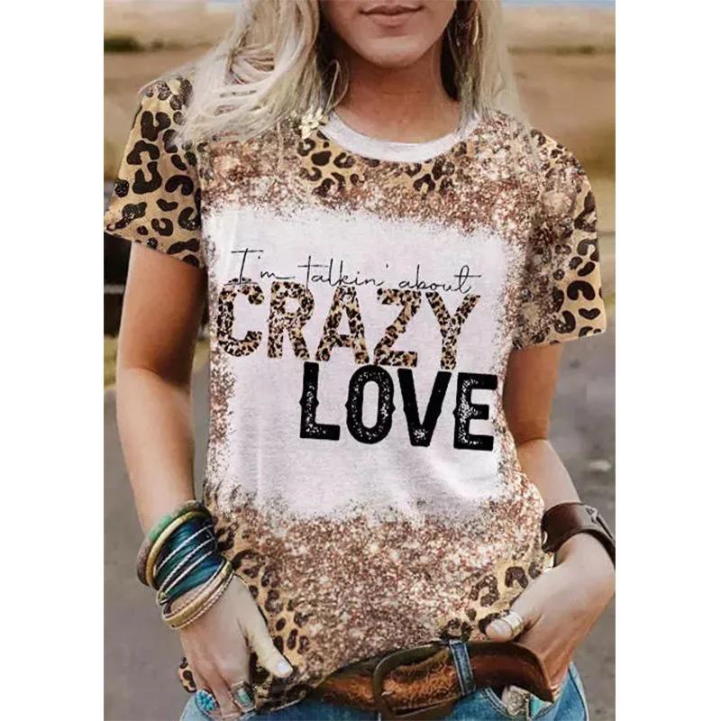 Новая футболка с принтом Jesus Cross Leopard 3D, женская уличная футболка с коротким рукавом, Harajuku, свободные топы Y2k, футболки, женская одежда