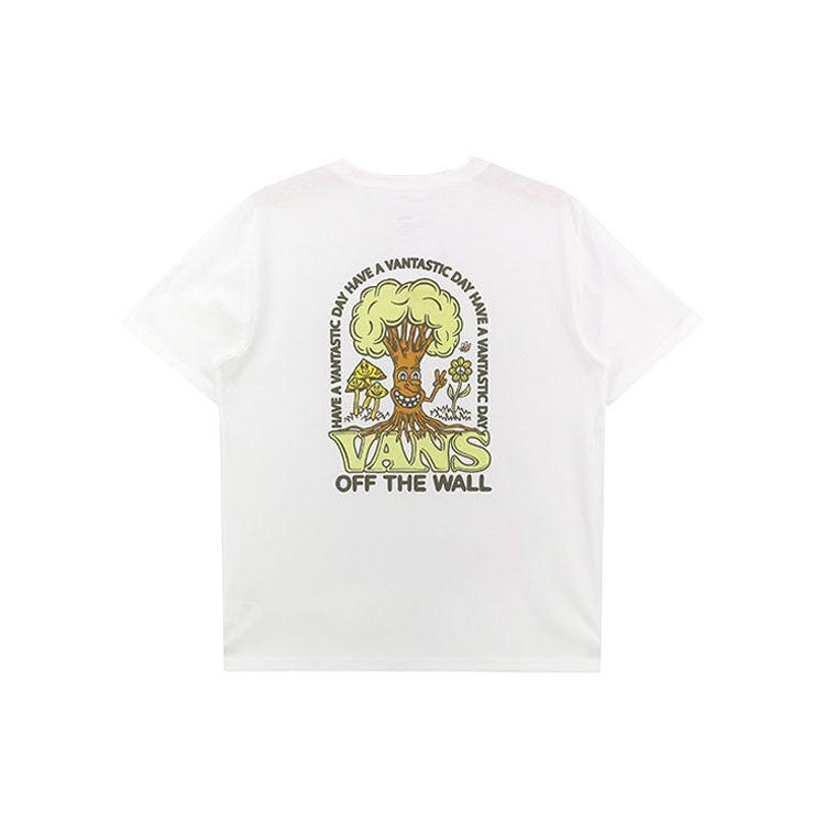 Vans Футболка с коротким рукавом и мультяшным принтом и коротким вырезом, мужская белая VN0A7PZGWHT