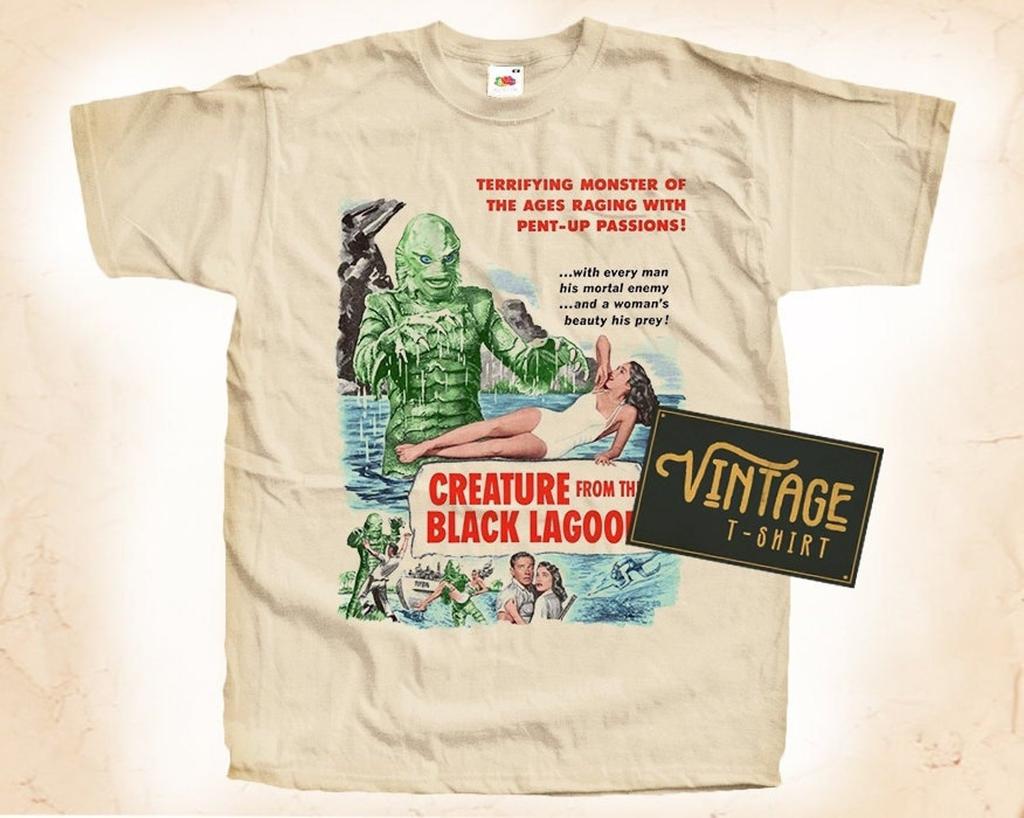 Creature from the Black Lagoon V1 T-Shirt Vintage Natural color Men's T-Shirt DTG Digital Print SIZES S M L XL 2XL 3XL 4XL 5XL