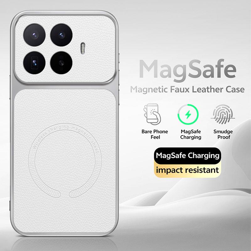 Магнитный чехол из ПУ-кожи для беспроводной зарядки Magsafe для Xiaomi Poco C75 C85X C81 M7 Plus M8 X8 X7 F5 F6 F7 F8 F9 Pro Max Ultra