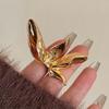 Korean Style Leaf Shape Ring Minority Design Punk Finger Ring Creative Exaggerated Ring  Gift