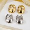 Oil Pressure Earrings, Advanced Induction Plating 18K Diamond-plated Gold-plated Oval Micro-inlaid Retro Earrings