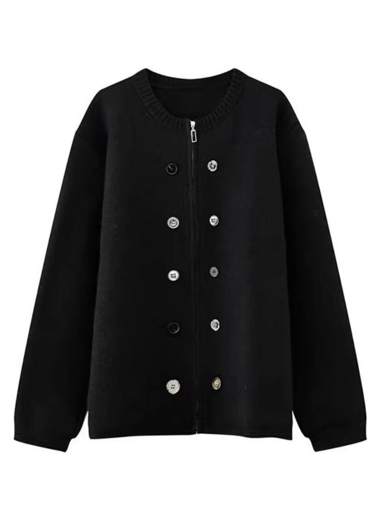 Мужской вязаный кардиган премиум-класса на молнии с круглым вырезом - Осенне-зимний ленивый стиль