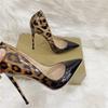 Модные женские туфли с леопардовым принтом и градиентной краской из кожи на высоком каблуке с острым носком 8-12 см, тонкие каблуки, сексуальные женские туфли для вечеринок, размер