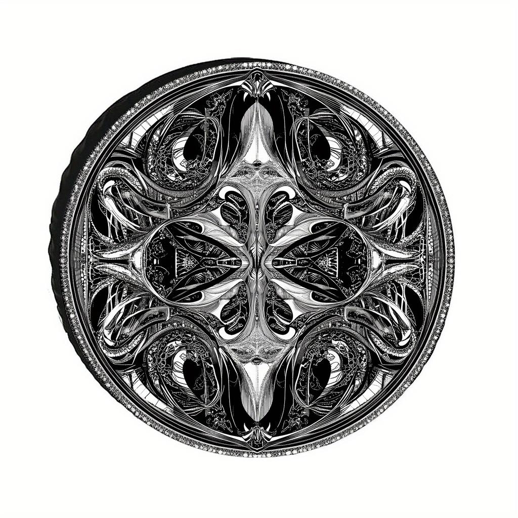 Stylish Complex Geometry: "Fashionable Complex Geometric Spare Tire Cover, Suitable For 28/30/32/34 Inches" Made From High-Quali