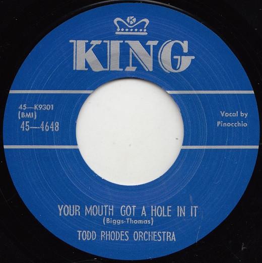 7inch Record TODD RHODES ORCHESTRA / EDDIE "CLEA - Your Mouth Got A Hole In It / Lones 454648,454582 KING 2020 UK Jazz Used