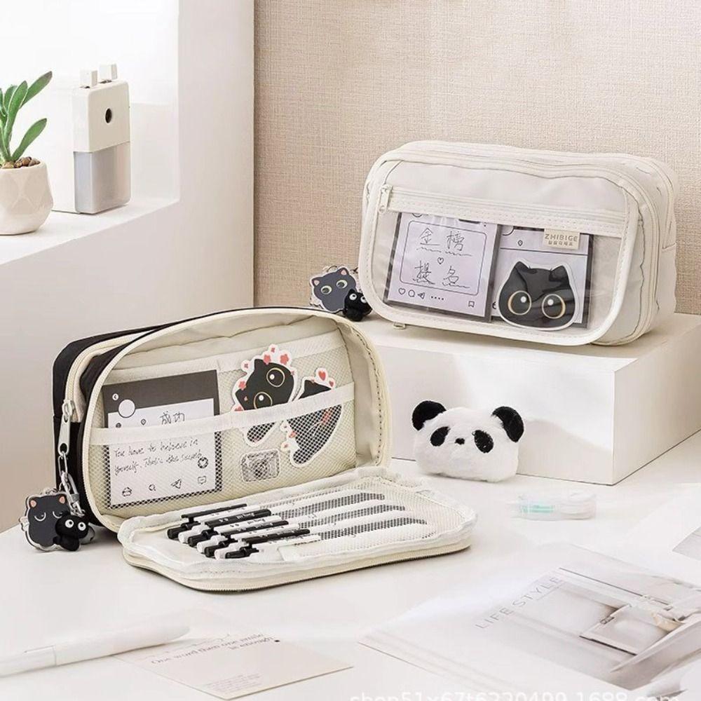 Large Capacity Pencil Case Transparent Pencil Box High Quality Stationery Organizer School Office