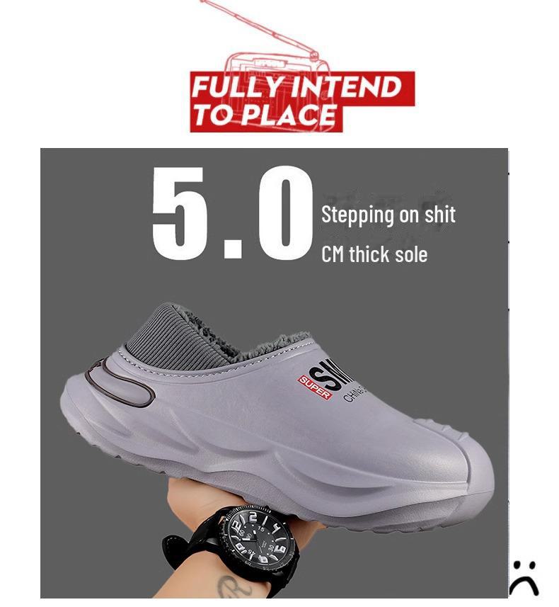 2024 Мужские водонепроницаемые нескользящие хлопковые тапочки для зимы — теплые, большого размера, идеально подходят для вождения и использования на открытом воздухе