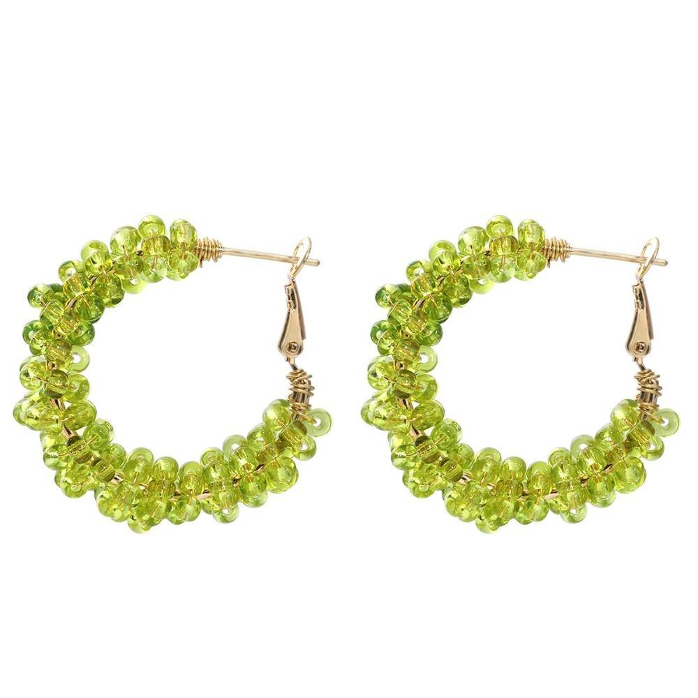 3 Pairs Bohemia Hoop Earrings Crystal Beads Gold Earrings Trend Jewelry Dangle Earrings Women