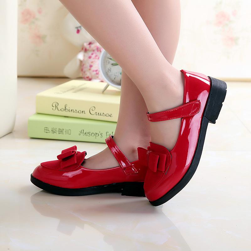 New Princess Shoes for Small, Medium, and Large Children, Black Girls' Square-Toed Bowknot Single Shoes, Student Performance Shoes