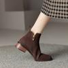 Krazing Pot Зимние ботинки челси из коровьей замши с круглым носком на среднем каблуке, женские ботильоны на молнии, большой размер 43, базовый дизайн