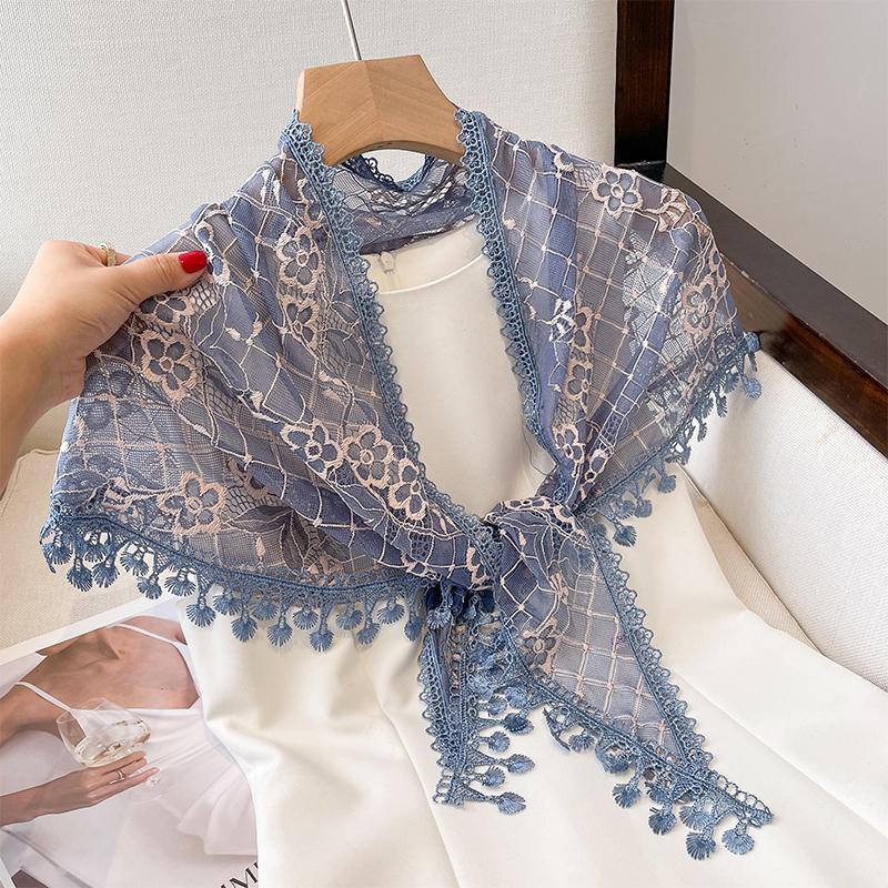 Women Tassel Wrap Shawl Flower Lace Scarves Lady Fashion Wedding Headscarves Female Spring Summer Photo Props Accessories