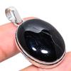 Natural Black Onyx Gemstone Handmade 925 Sterling Silver Pendant 1.69" P9b04