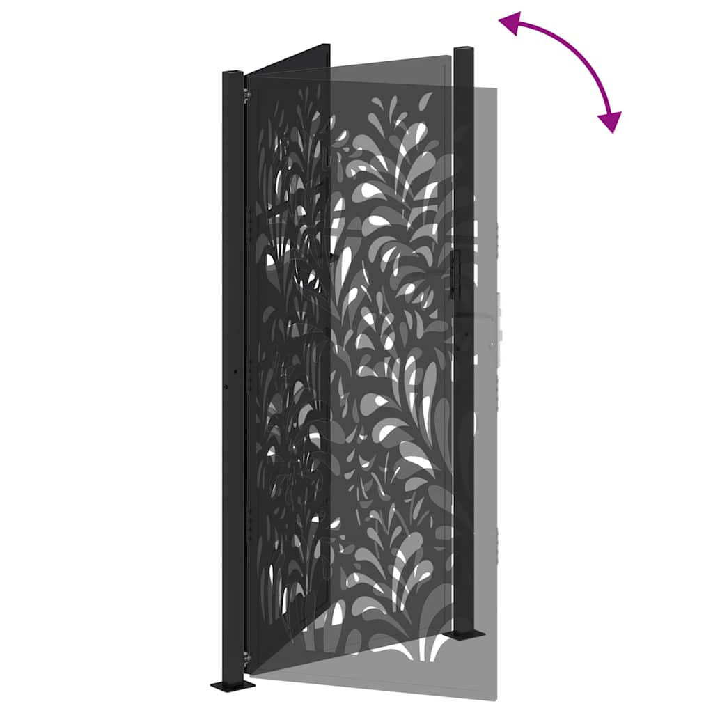 Garden Gate Black 100x200 cm Steel Wavy Design