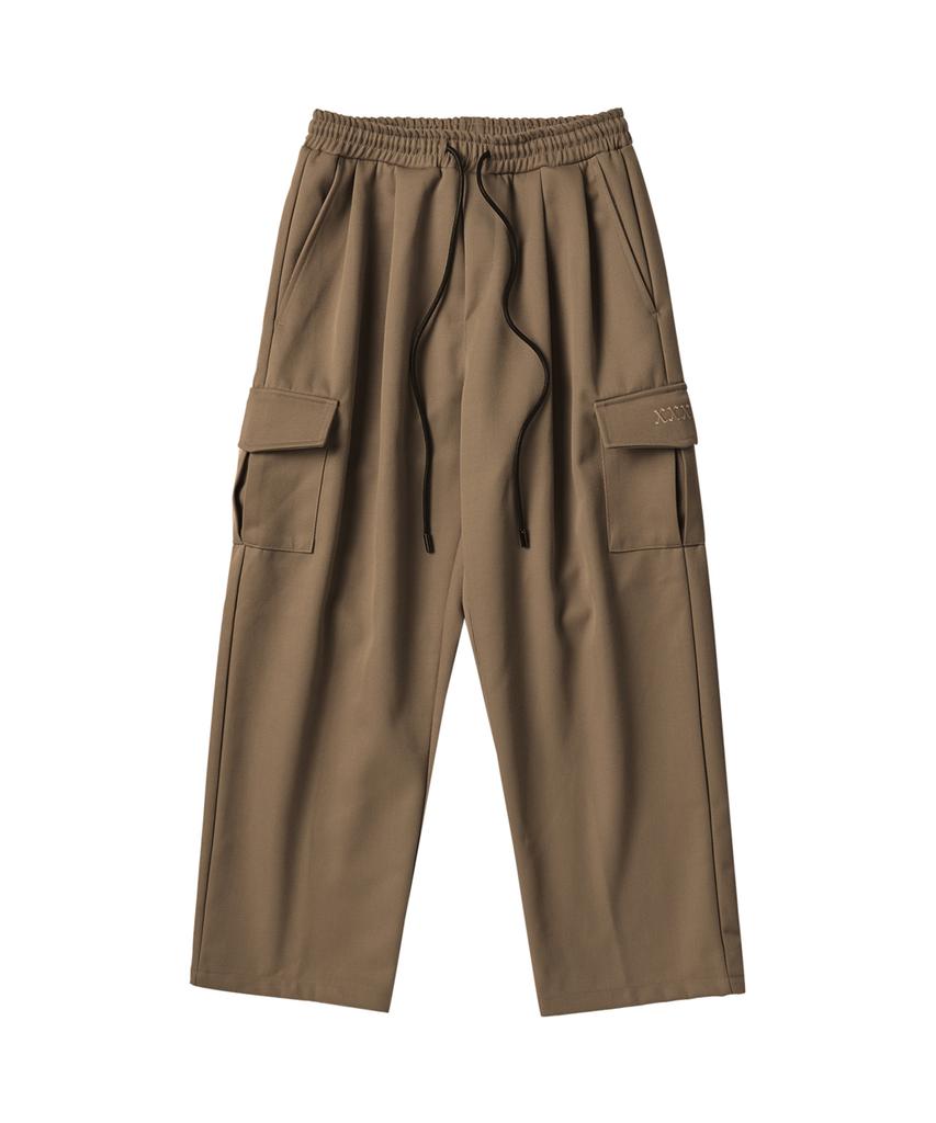 LMN3011 2-Pleat Wide Cargo Pants - Beige