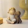 Creative Angel Girl and Dog Sculpture Decoration Home Living Room Bookcase Decoration Crafts Resin Statue Decoration