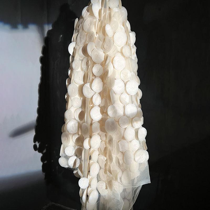 50x135cm 3D Heavy Texture Circular Cutting Piece Mesh Fabric Perspective African Lace Designer Fabric DIY Garment Evening Dress