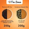 TEA SENSE CTC Combo Pack | Премиальный чай CTC с молоком 200 г | Кардамоновый масала-чай 200 г | Изысканный чай-чай из Ассама