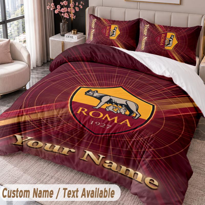 AS Roma Printed Bedding Set Custom Name Text 1 Duvet Cover 2 Pillowcases For Bedroom