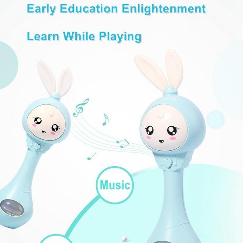 Детские музыкальные мигающие погремушки, игрушки-прорезыватели для кроликов, колокольчики, мобильные детские погремушки, стоп, слезы, развивающие игрушки для новорожденных, 18 месяцев MYY