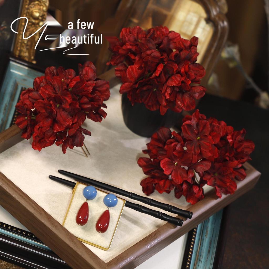 Ретро Заколка для волос в виде цветка из ткани винного цвета - Головной убор в классическом китайском стиле