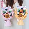 Graduation Flower Bouquet Sunflower Knitted Flowers Finished Hand Woven Cute Bear Crochet Flowers Bouquet Artificial Flowers