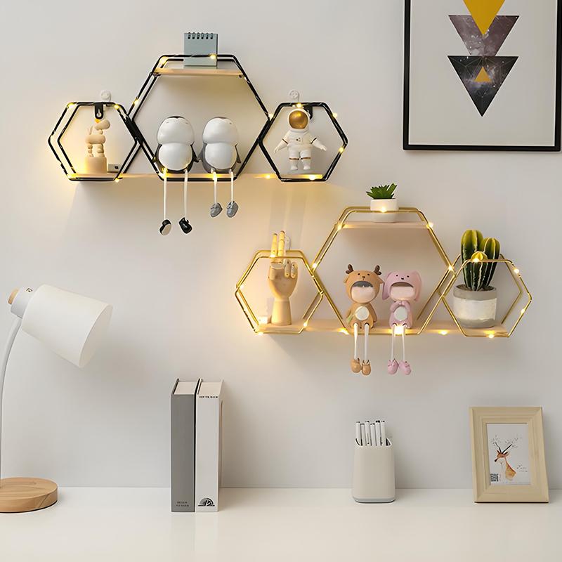 1 шт. Железо+Дерево Компактная Настенная Прочная Без Сверления Легкая Установка Стеллаж для Хранения Декоративная Полка Легкая Установка Настенная Прочная