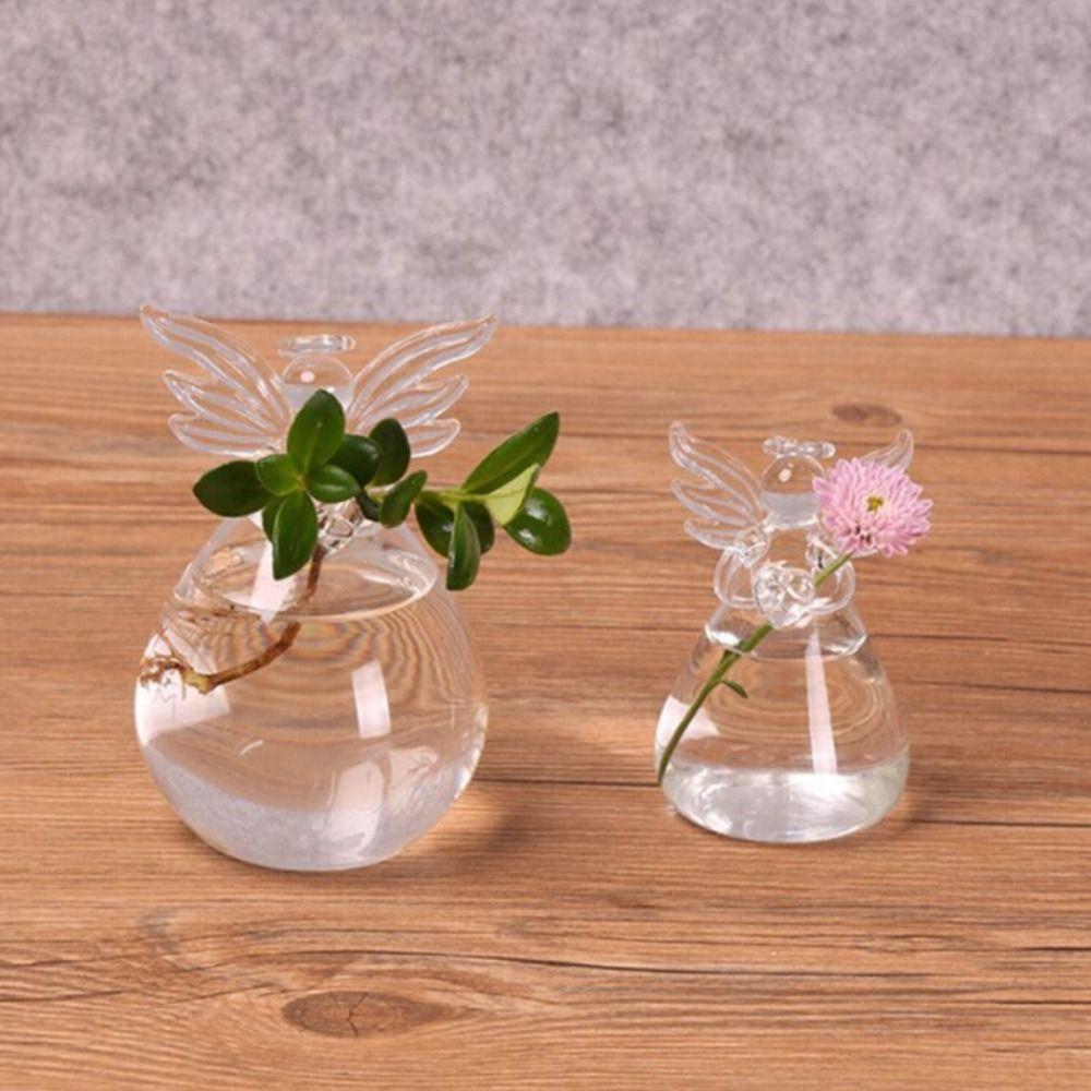 Hand-blown Transparent Angel Vase Borosilicate Glass Angel Shape Hydroponic Container Eye-catching DIY Plant Wall Mounted Vase