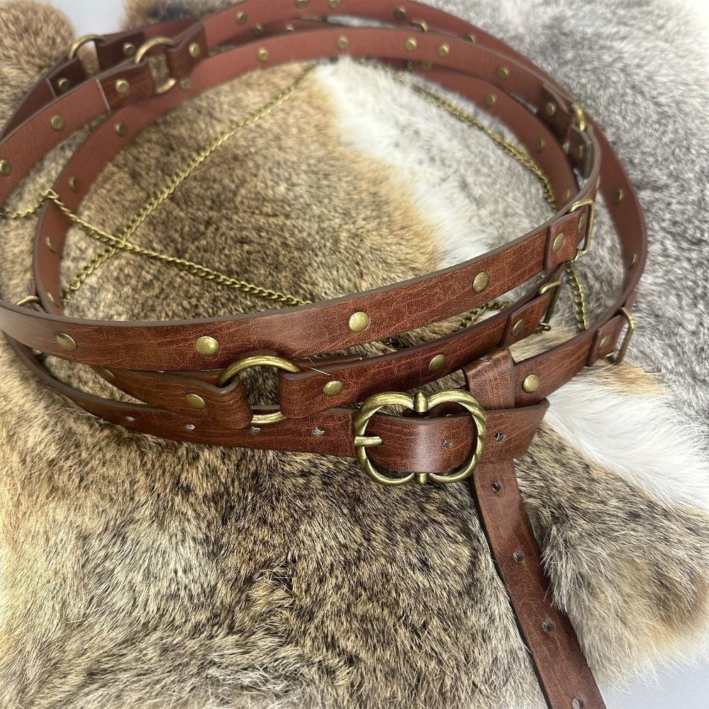 Metal Pin Buckle Viking Waist Belts Adjustable Chain Belt  Dress Wear