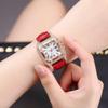 Stylish Square Red Rhinestone Ladies' Quartz Watch - High-Quality Fashion Trend Timepiece