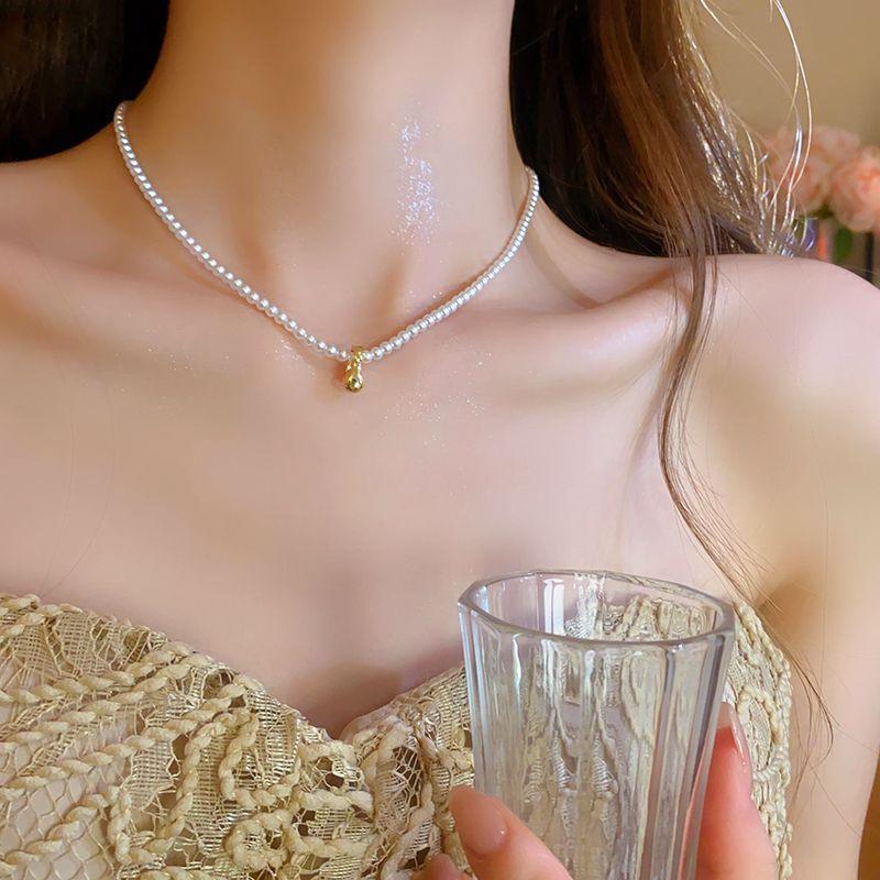 Korean temperament love butterfly pearl fringed necklace fashion collarbone chain versatile item decoration