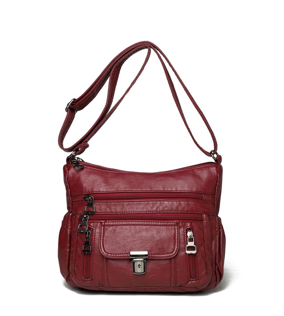 Genuine Leather Texture Bag Large-capacity Practical Single-shoulder Crossbody Bag Middle-aged Woman's Bag Mother's Bag