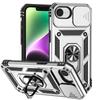 Бронированный чехол для iPhone 16e 16 15 14 13 12 11 Pro Max Plus Чехол Сдвижная защита камеры Защитное кольцо Держатель Ударопрочная крышка