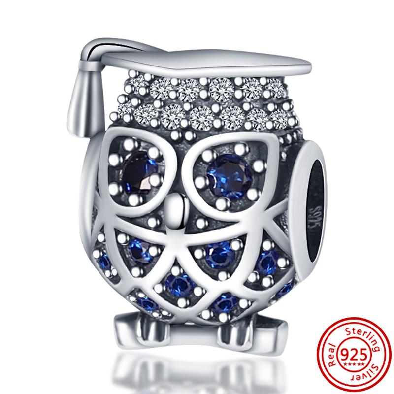 925 Стерлинговая медь Мультяшная птица Попугай Сова Ласточка Перья Милая подвеска Бусины для DIY Подходят для оригинального браслета-шарма Pantaro Циркон