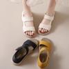 Мода Мода Универсальная Женская Обувь 2025лето Новая Круглый Носок Обувь на Плоской Подошве Простые Женские Сандалии на Толстой Подошве Противоскользящие Женские Римские Сандалии