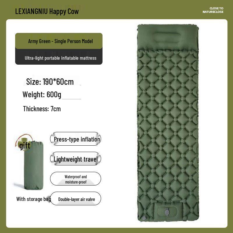 New Model Automatic Outdoor Camping Air Mattress with Built-in Foot Pump – Moisture-Proof and Portable