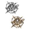 Gothic Skull Rose Brooch Elegant Pin Flower Badge Alloy Texture Suitable for Unique Fashion Accessories and Party Wear