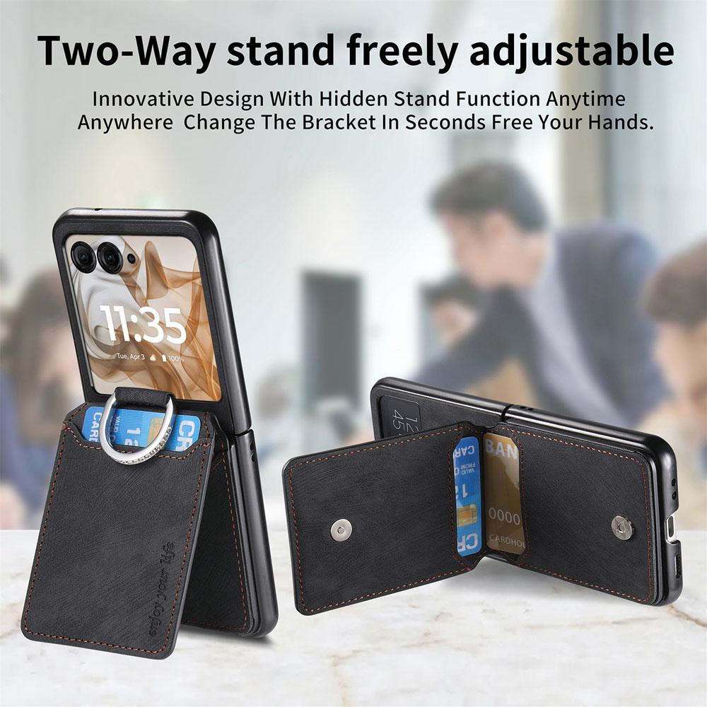 Кожаный Кошелек Чехол для Телефона Для Motorola Moto Razr 60 50 40 Ultra Держатель для Карт Защитное Алмазное Кольцо Ударопрочный Чехол