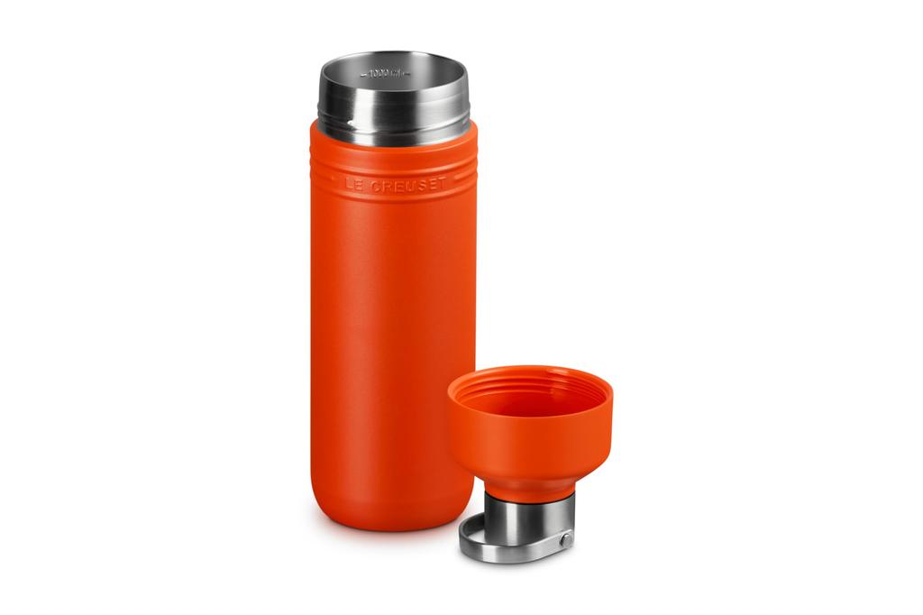 Le Creuset Bottle 1000ml Orange Stainless Steel Vacuum Insulation Hot Cold Wide Mouth Easy to Clean On the Go