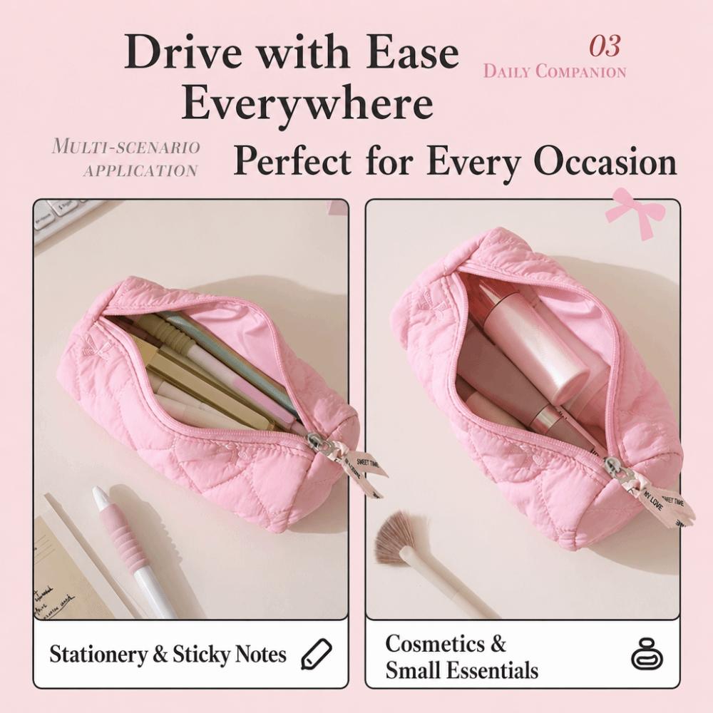 Large Capacity Pencil Case Love Bowknot Design Pencil Box New Makeup Brush Organizer  for Students