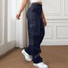 Womens Elastic High Waisted Cargo Pants Stretch Casual Wide Leg Streetwear Parachute Hiking Pants With Pockets