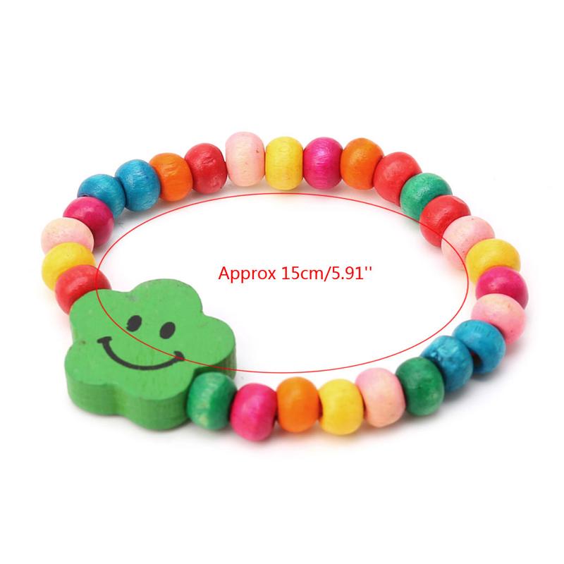 5Pc Lovely Kids Children Wood Elastic Bead Bracelets Birthday Party Jewelry Gift