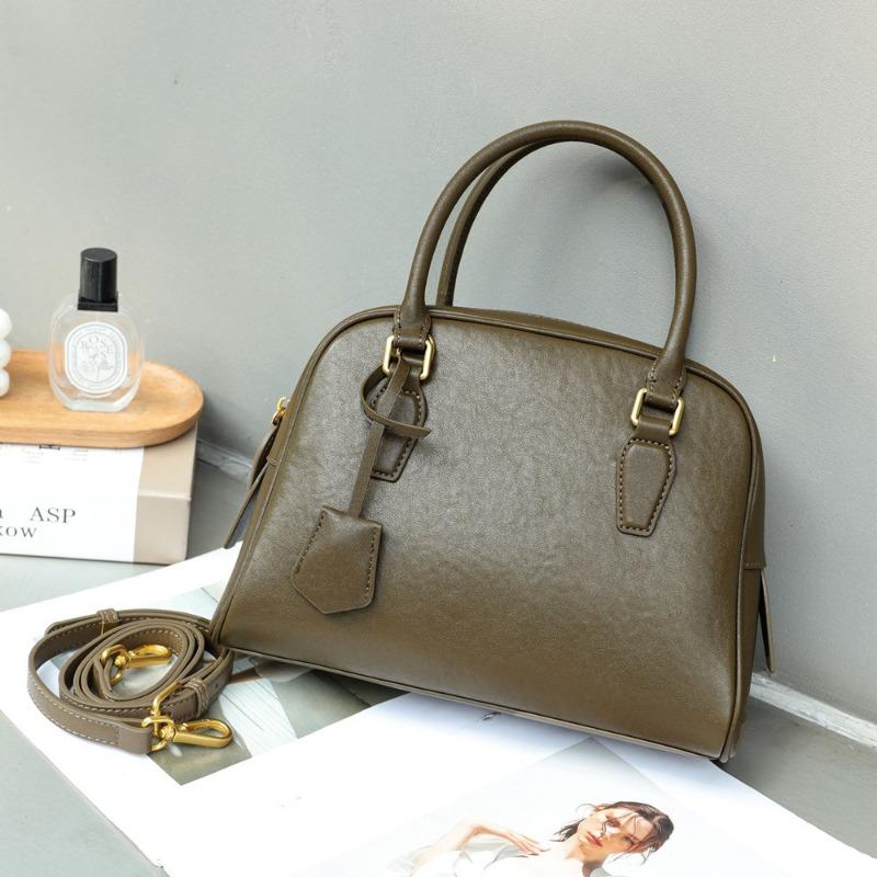 Винтажная сумка-бостон из натуральной кожи с верхним покрытием из коровьей кожи, сумка-подушка через плечо для поездок на работу для женщин